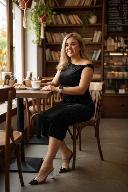 Vestido Negro de Velvet con Brillos