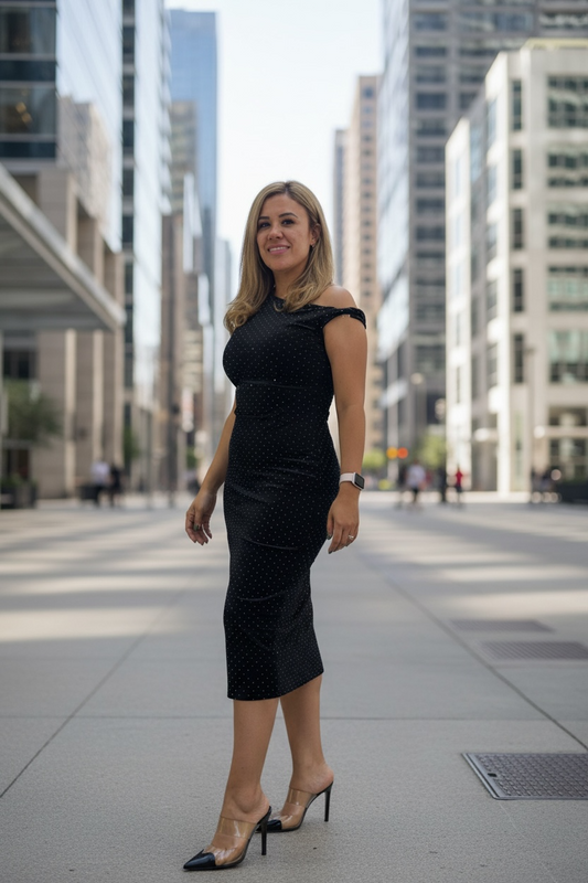 Vestido Negro de Velvet con Brillos