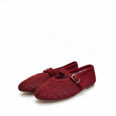 Zapatilla en Tela de Malla Color Rojo