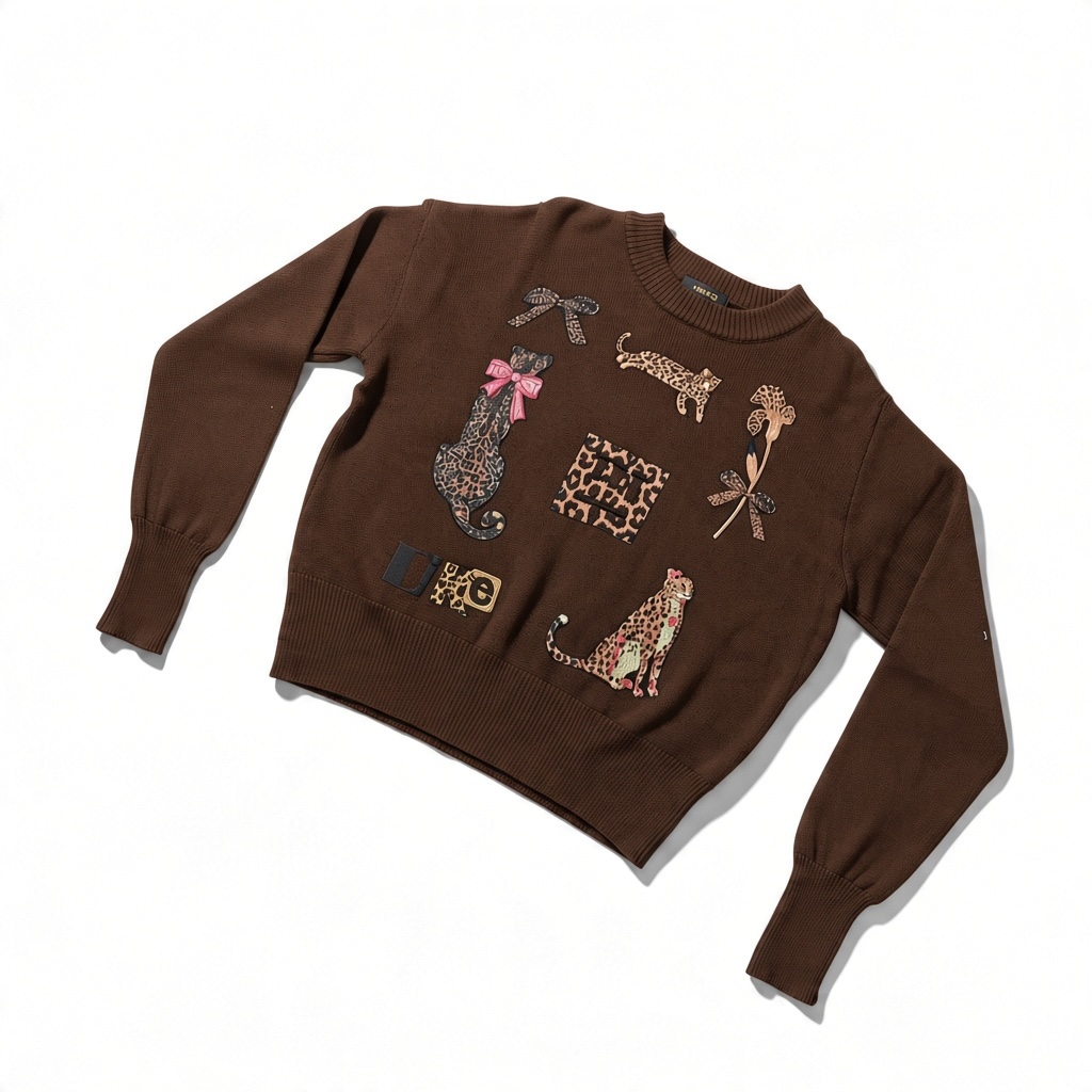 Suéter Tejido de Punto con Estampado Animal Print