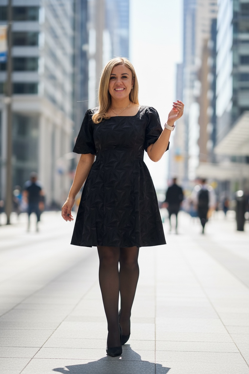 Vestido Negro Satín con Flores Bordadas