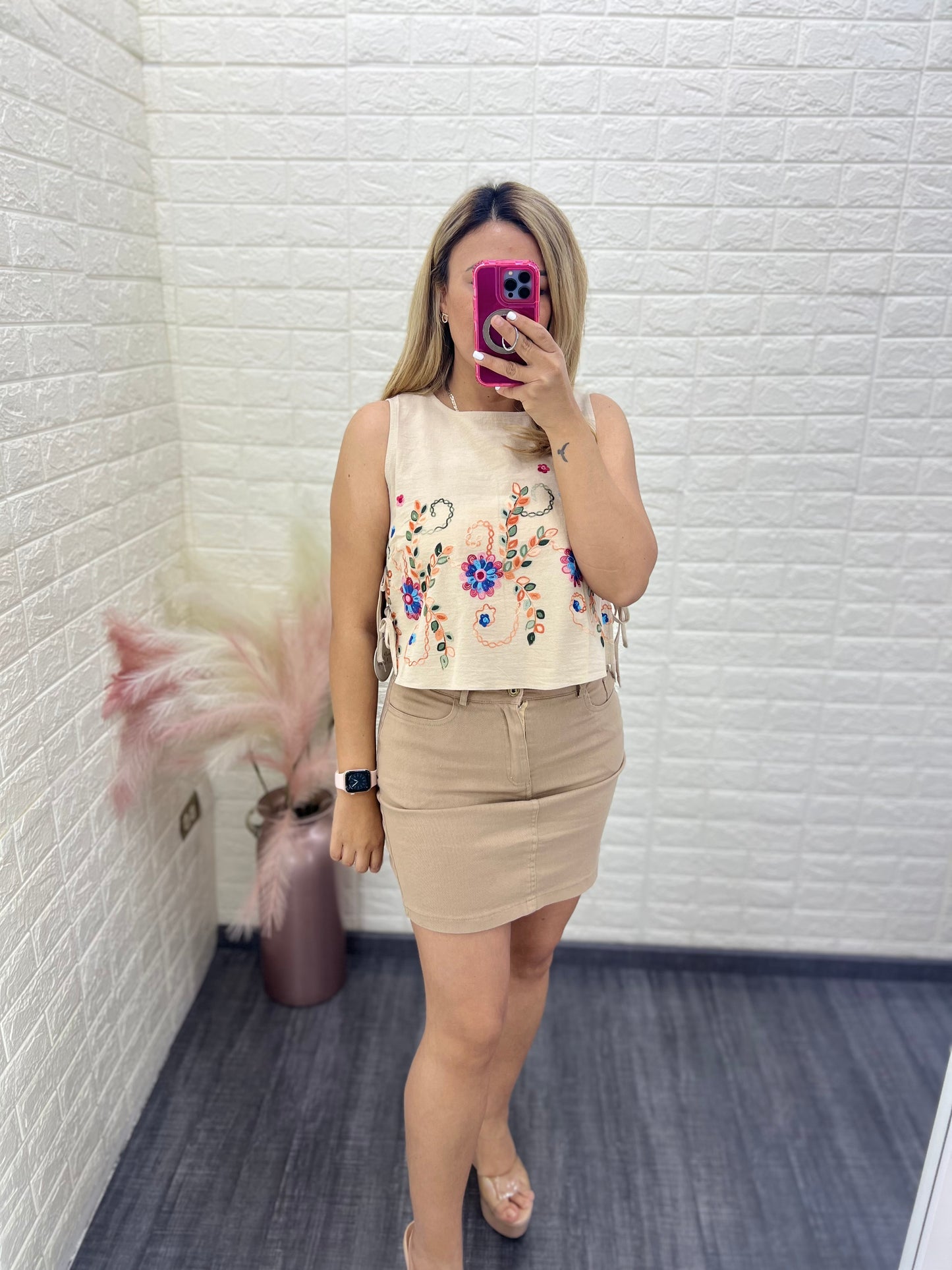 Falda de Mezclilla Color Mocca