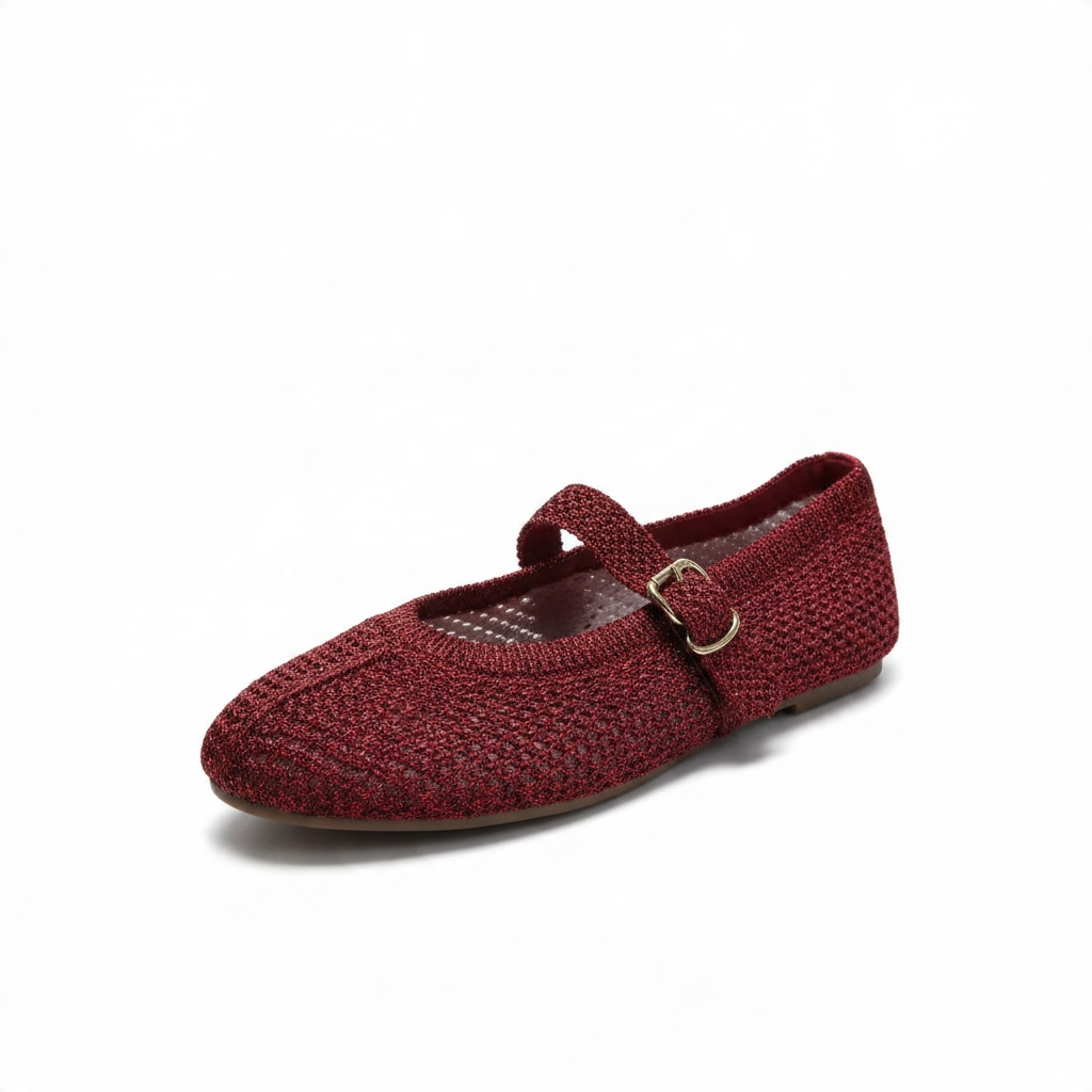 Zapatilla en Tela de Malla Color Rojo