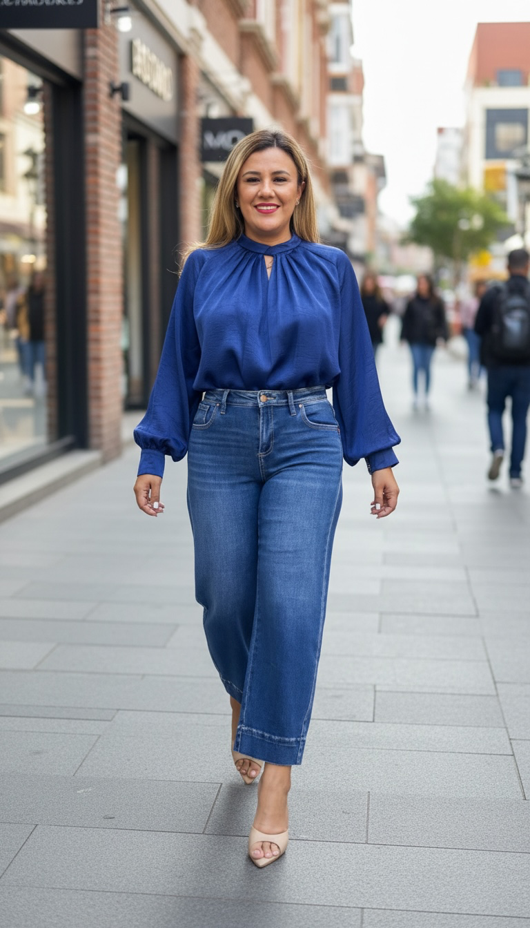Jeans Azul Prelavado de Mezclilla Corte Barriel Jeans