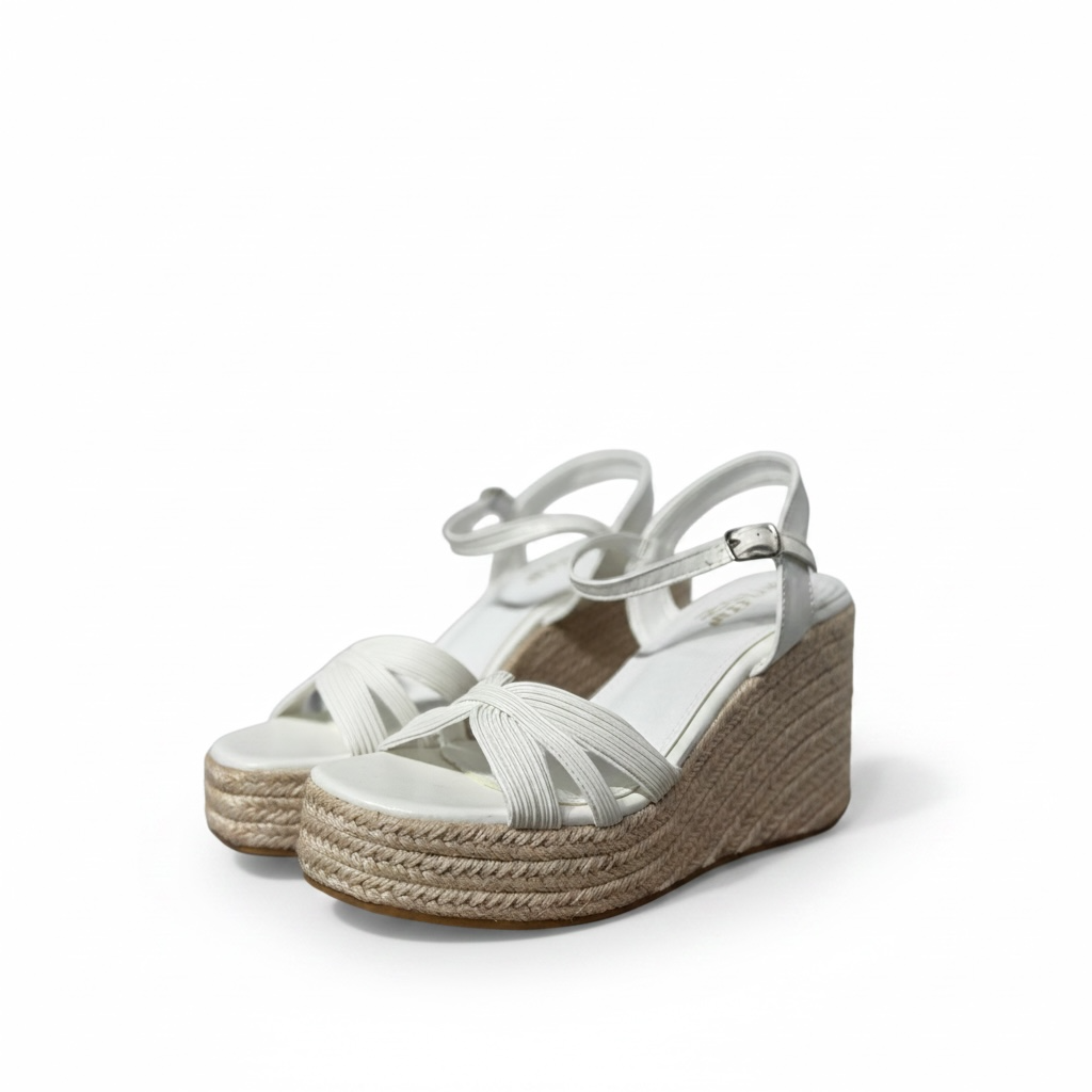 Zapatos de Plataforma Blancos con Suela de Yute