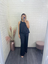 Palazo Negro de Vestir con Sobre Blusa de Tirantes