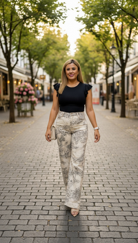 Jeans de Mezclilla Estampado Tipo Animal Print