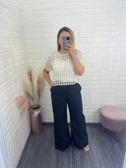 Maxi Pantalón Negro Casual con Valenciana