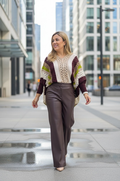 Capa Suéter Tejida de Colores con Mangas