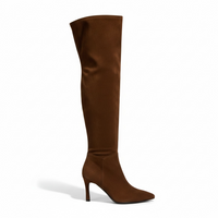 Botas Cafés de Nubuck Largas de Tacón