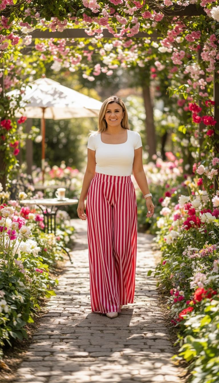Blusa Blanca Básica con Copas Cuello Redondo Amplio