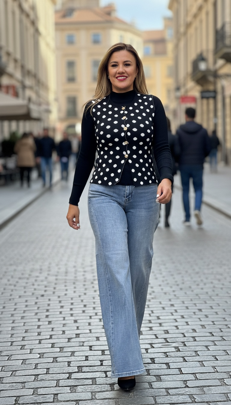 Jeans de Mezclilla Azul Corte Mid Rise Wide Leg