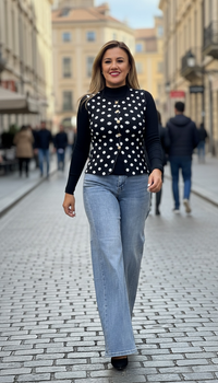 Jeans de Mezclilla Azul Corte Mid Rise Wide Leg