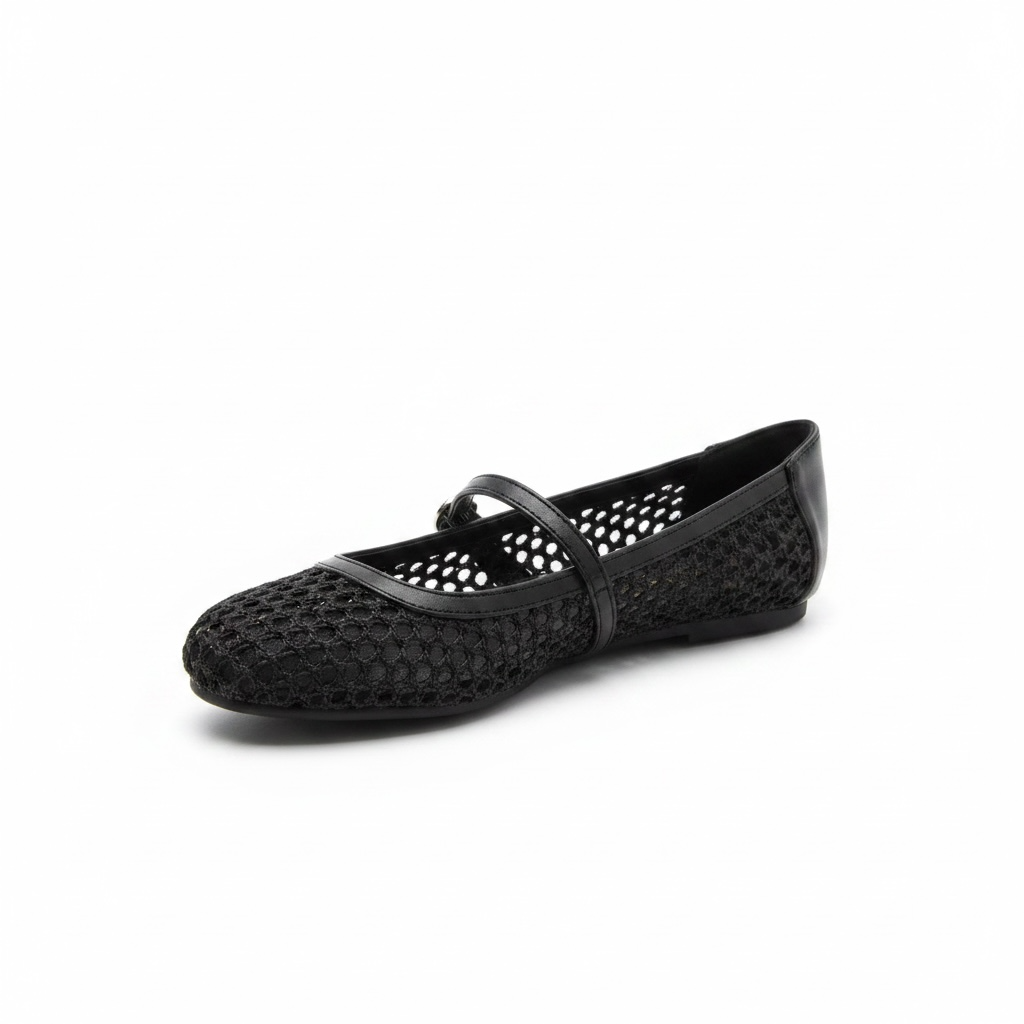 Zapatilla Negra de Mesh con Cintilla