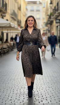Vestido Verde Estampado Animal Print con Cintillo Negro