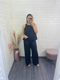 Palazo Negro de Vestir con Sobre Blusa de Tirantes