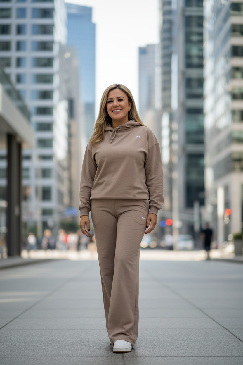 Set Beige Sudadera con Capucha y Pans