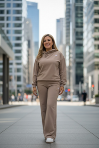 Set Beige Sudadera con Capucha y Pans