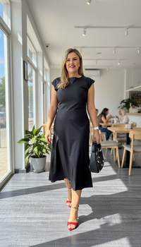 Vestido Negro Liso Satinado