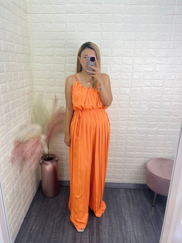 Jumpsuit Naranja de Tirantes con Cintillo