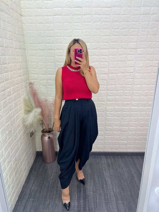 Pantalón Negro Casual Abombado