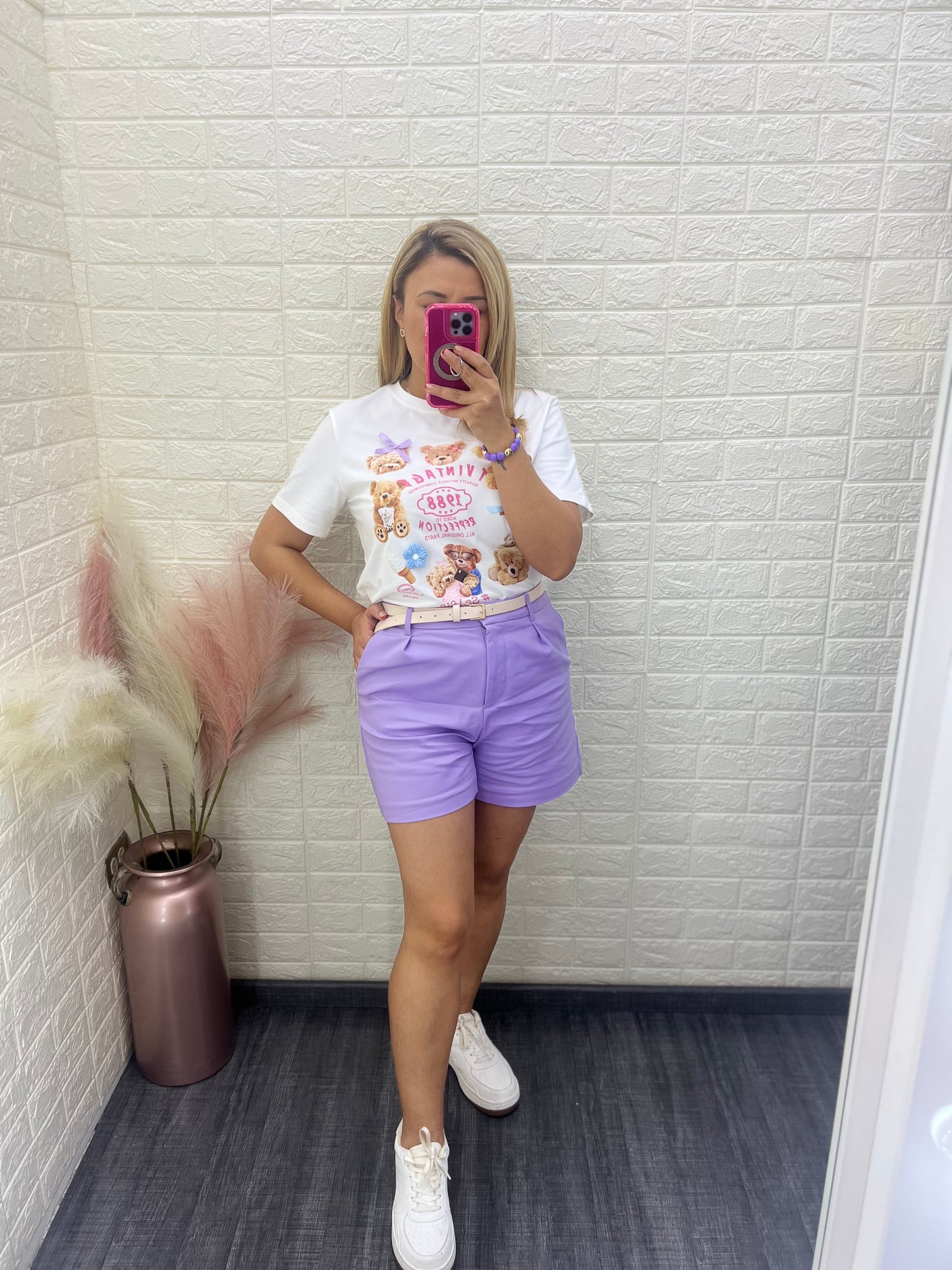 Short Casual Color Lila con Cinto