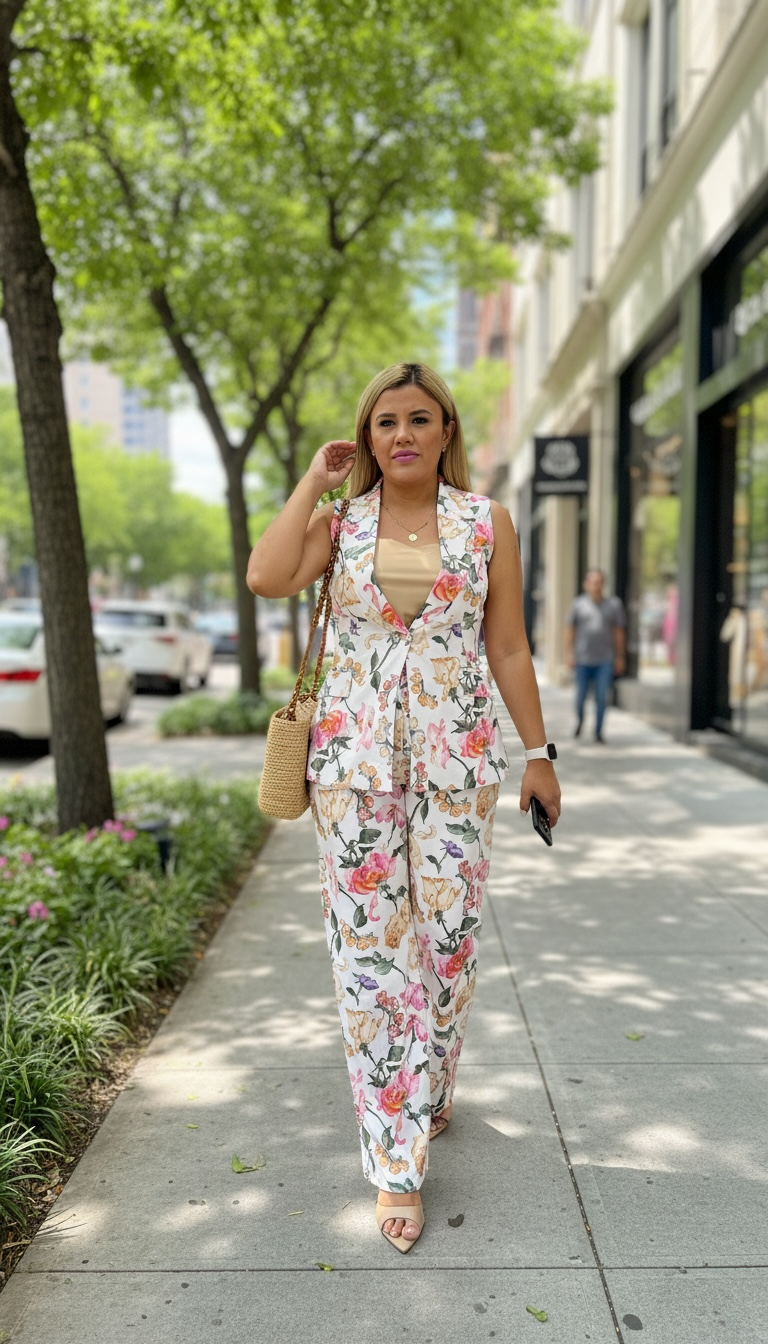 Chaleco Casual Estampado Floral de Colores