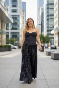 Vestido Negro Straple con Lentejuela