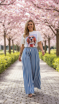 Maxi Pantalón Rayado Azul con Blanco