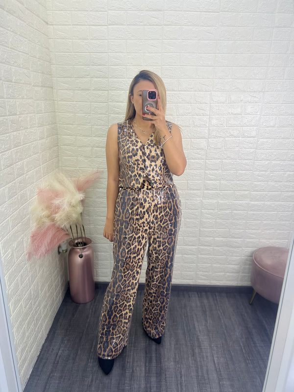 Conjunto Estampado Animal Print con Lentejuela