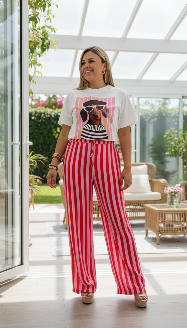 Playera Estampado Perro con Boina