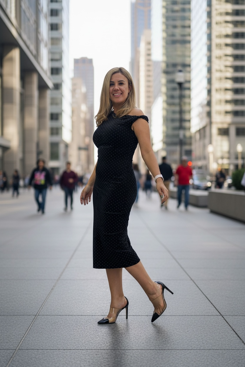 Vestido Negro de Velvet con Brillos