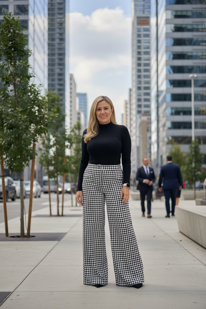 Pantalón Estampado Pata de Gallo