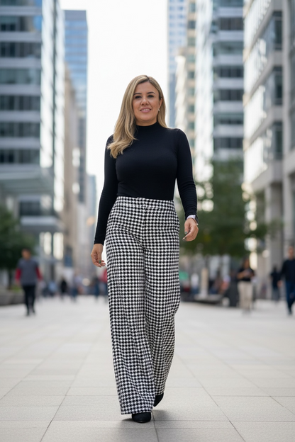 Pantalón Estampado Pata de Gallo