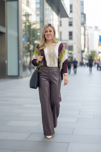 Capa Suéter Tejida de Colores con Mangas