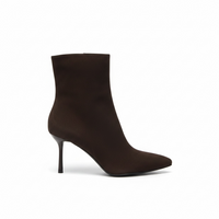 Botines de Nubuck Color Café con Tacón de Aguja