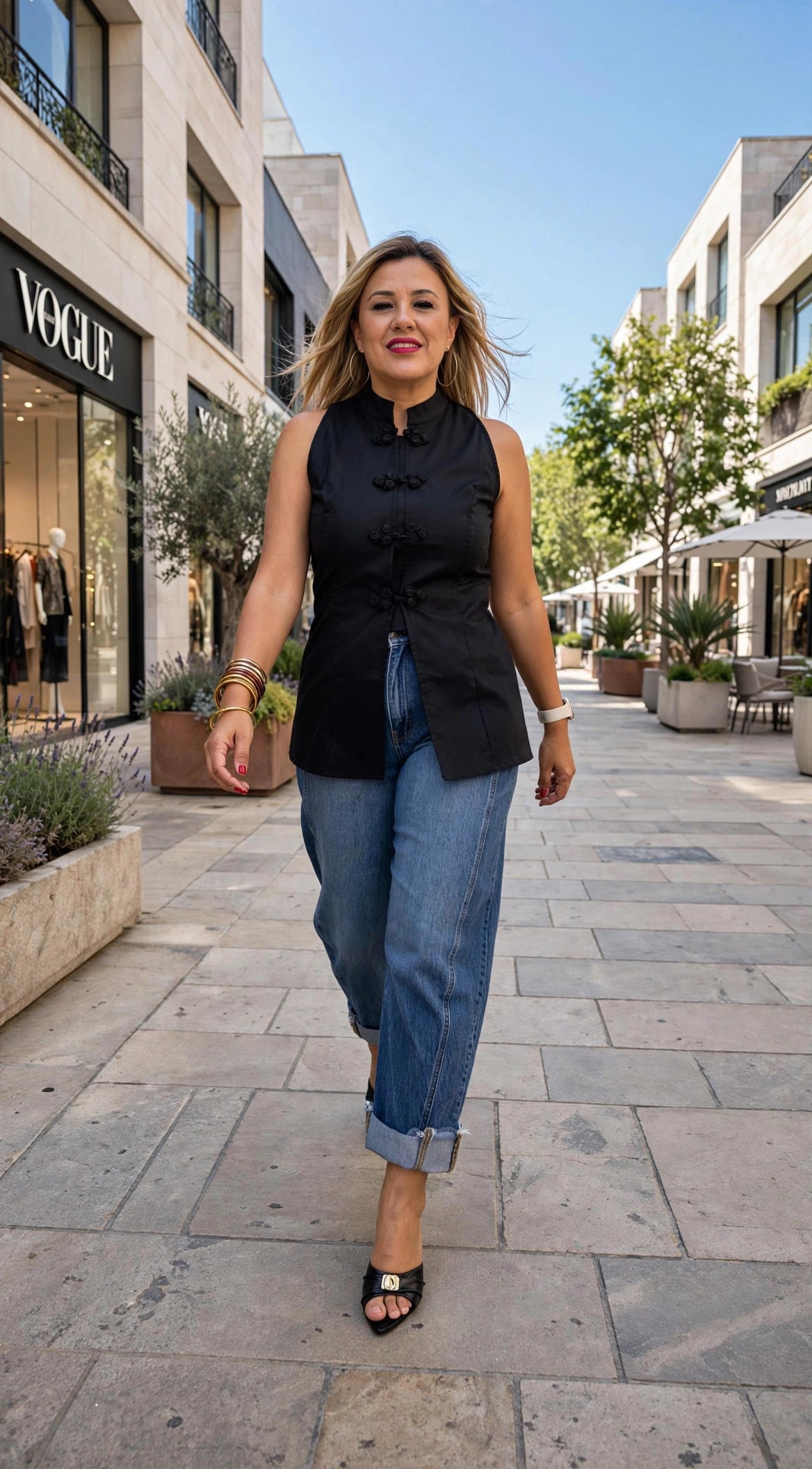 Blusa Negra De Resaque con Aplicacion