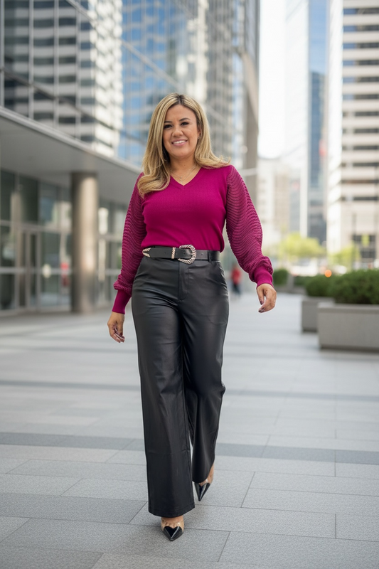 Pantalón Negro de Vinipiel con Cinto