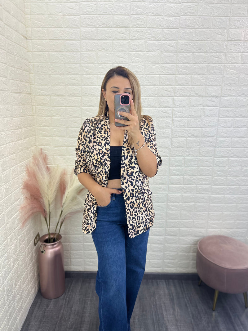 Blazer Casual Estampado Animal Print