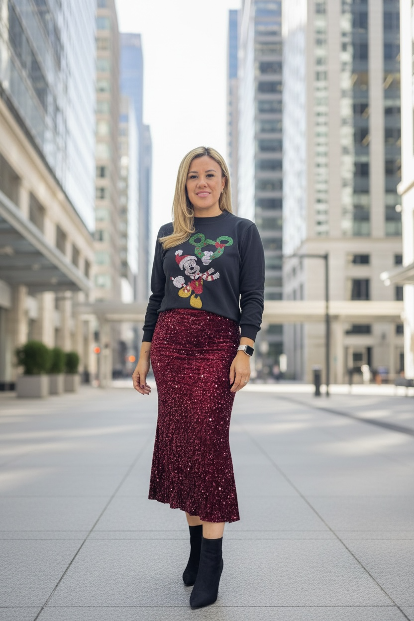 Sudadera Negra Navideña Disney