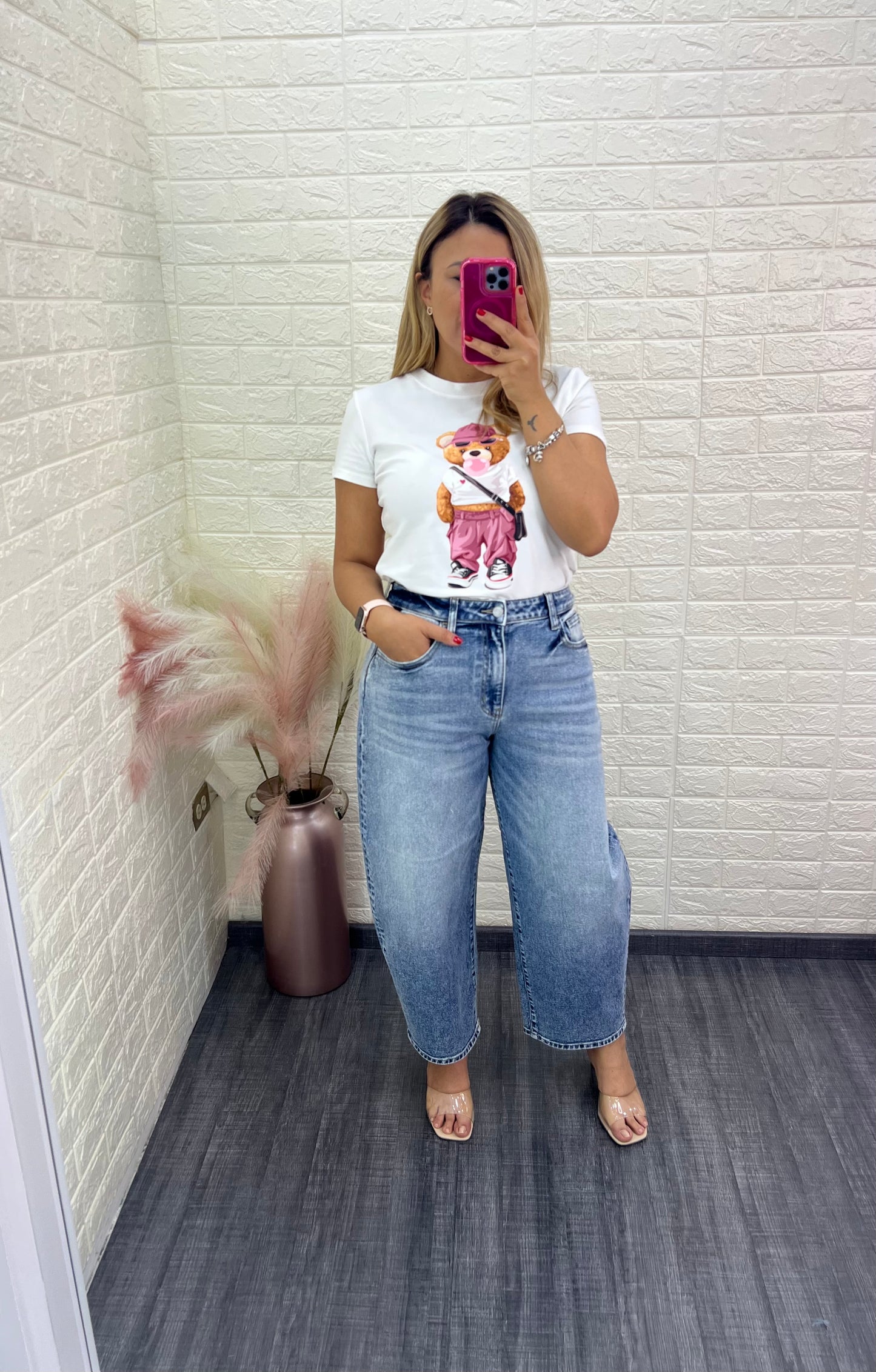 Jeans de Mezclilla Color Light Wash Corte Barrel Jean