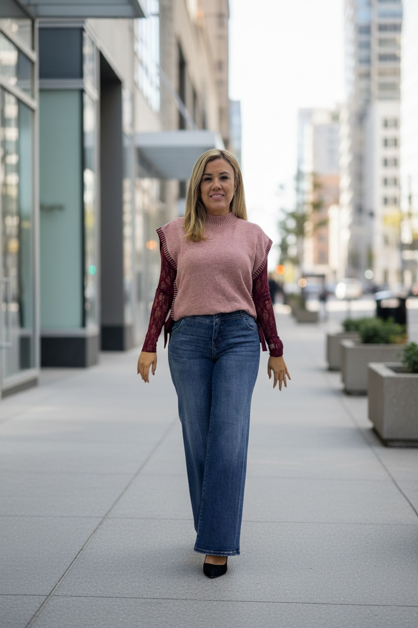 Suéter Rosa sin Mangas Tipo Capa Con Jaretas a los Lados