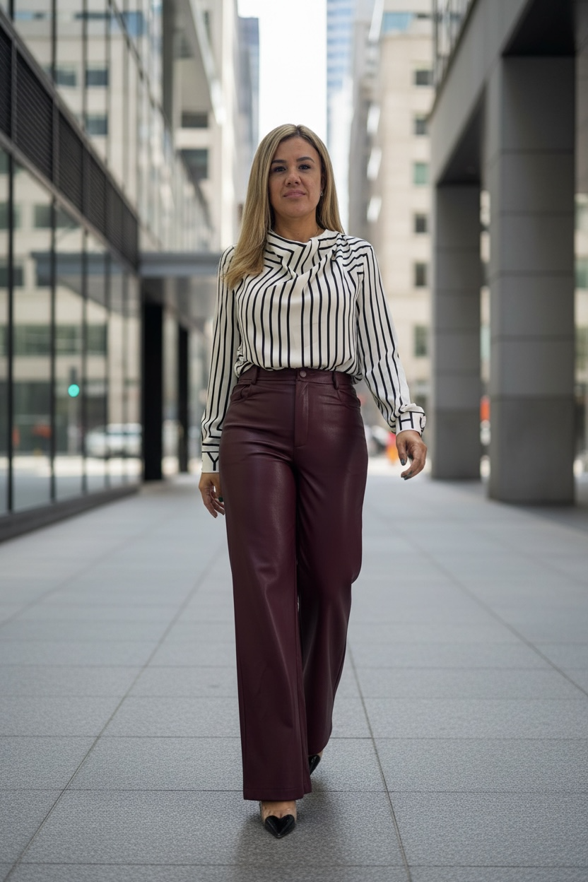 Blusa Color Ivory con Estampado Rayas Negras
