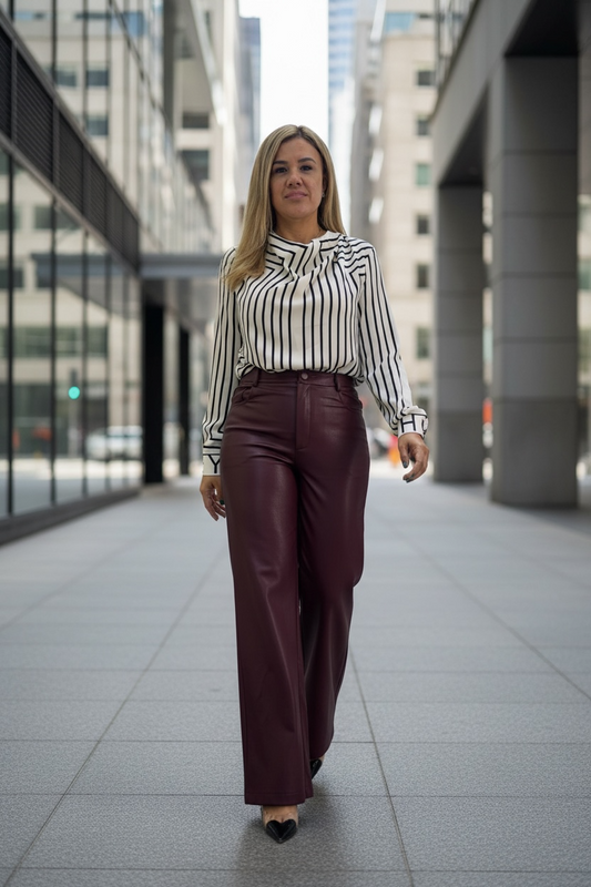 Blusa Color Ivory con Estampado Rayas Negras