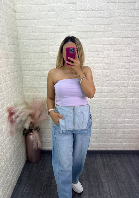 Top Blanco Lila
