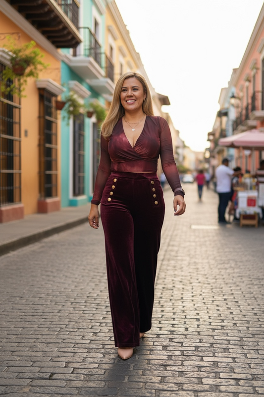 Blusa de Mesh Cuello V Estilo Tie Die