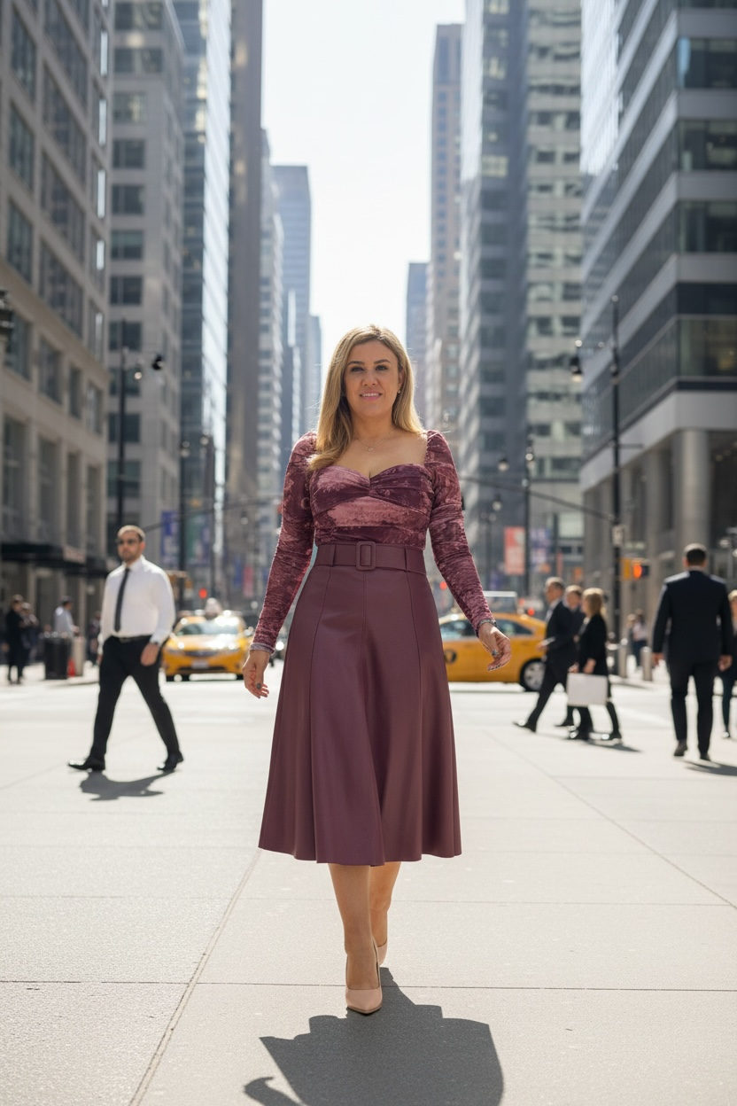 Falda de Vinipiel Guinda con Cinto