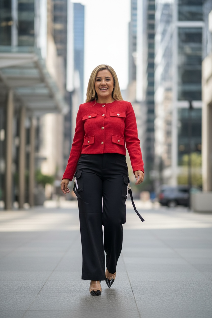 Chaquetín Corto Rojo con Botones Dorados