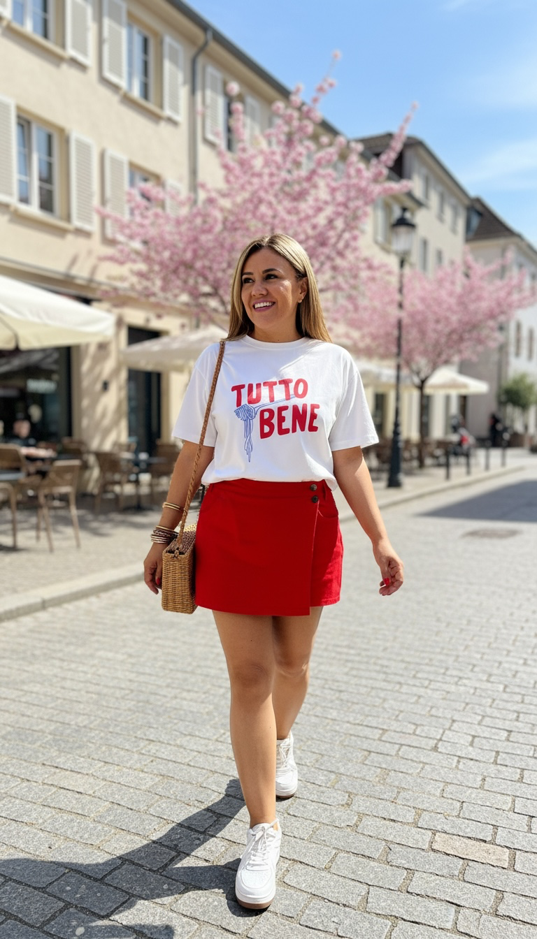 Falda Short de Mezclilla Color Rojo
