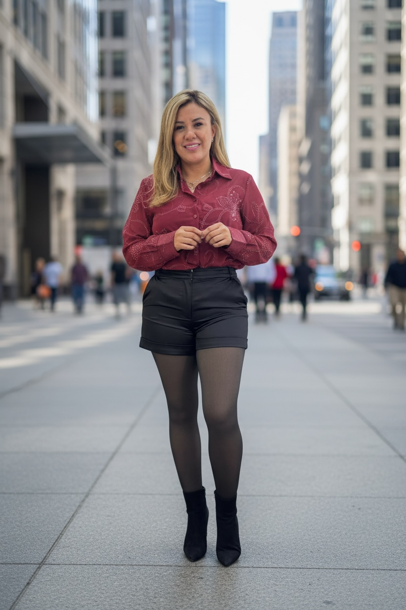 Short Negro Casual con Valenciana